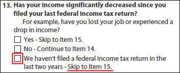 IDR Form - Has your income significantly decreased since you filed  your last federal income tax return question and answers