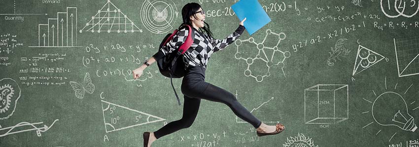 Woman Jumping Blackboard