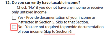 IDR Form - Do you currently have taxable income question and answers