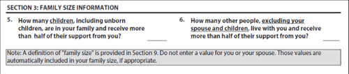 IDR Form - Family Size Information questions and answers