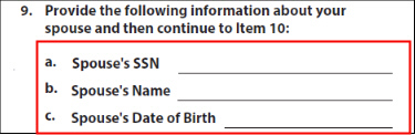 IDR Form - Provide the following information about your spouse and then continue to Item 10 question