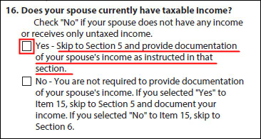 IDR Form - Does your spouse currently have taxable income question and answers